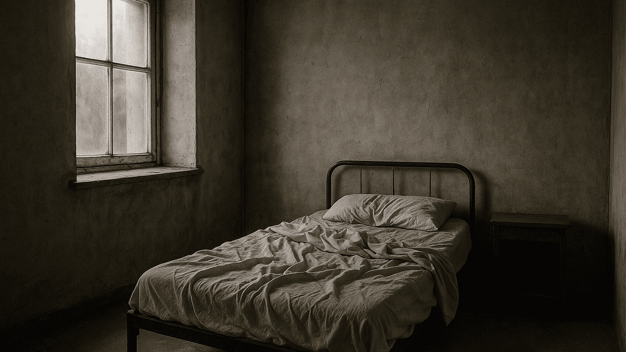 Cama en habitación oscura 