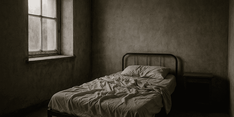 Cama en habitación oscura