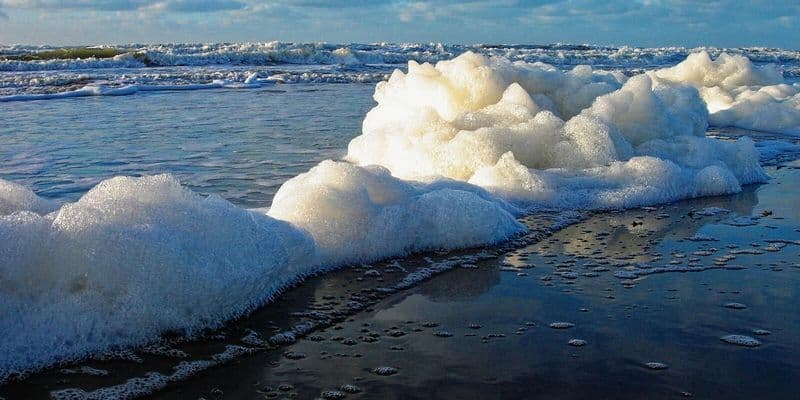 Espuma en el mar de Texel