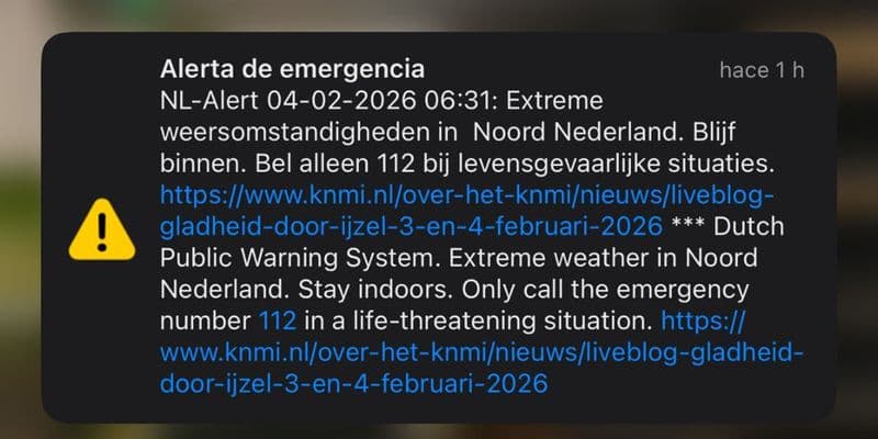 Alerta en teléfono en el norte de Países Bajos